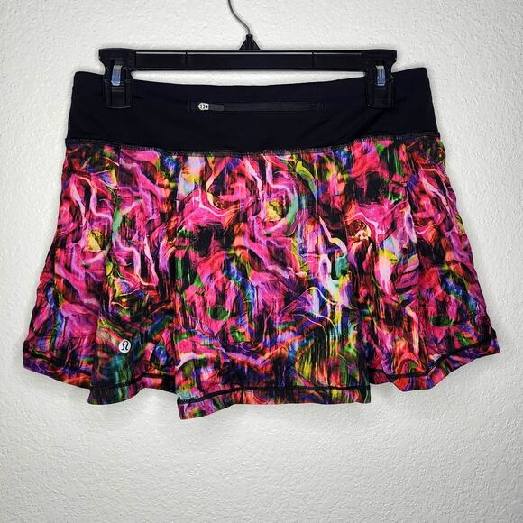 Lululemon Pace Rival Mid Rise Skirt Hyper Flow Pink Multi Black Luxtreme Swift - Picture 4 of 11